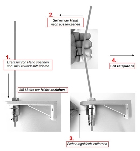 Montage einer seitlichen Seilführung bei der Senkrechtmarkise von Rolloscout